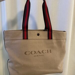 Coach Brown Bag with Red and Black Strap